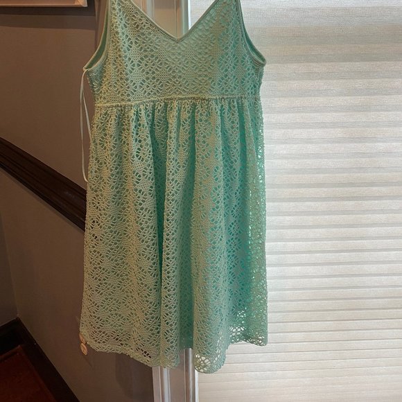 Express Crochet Mint Mini Dress - Picture 2 of 4